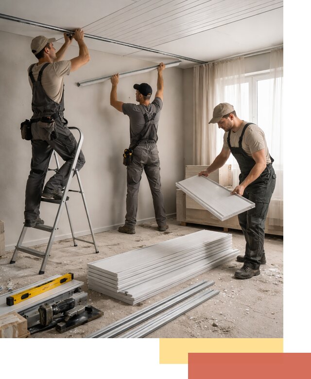 Монтаж потолка из ПВХ панелей в Зеленокумске оперативно и качественно