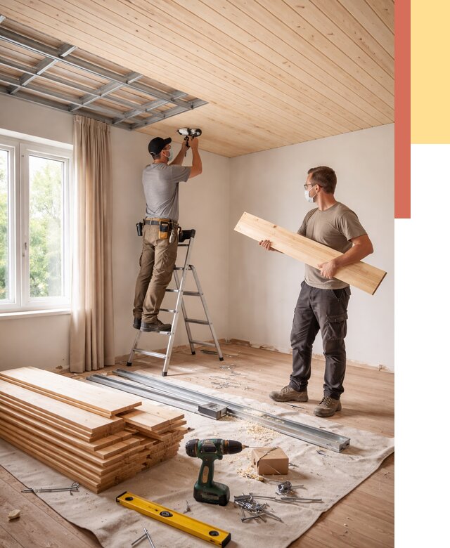 Монтаж потолка из вагонки в Зеленокумске от 6618 руб. | Быстро и недорого — ОТДЕЛОЧНИК-Злм