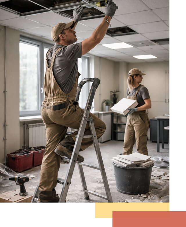 Ремонт потолка Армстронг и замена плит в Зеленокумске