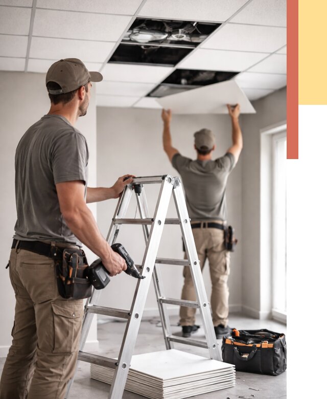 Обслуживание подвесного потолка в Зеленокумске от 3564 руб. — быстро и недорого | ОТДЕЛОЧНИК-Злм