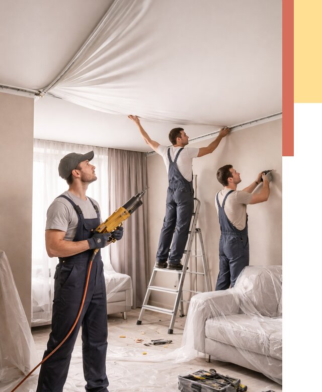 Установка натяжного потолка в Зеленокумске от 4582 руб. | Быстро и недорого — ОТДЕЛОЧНИК-Злм