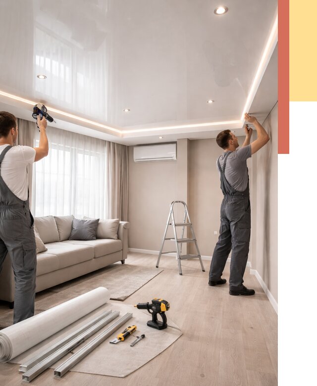 Монтаж глянцевого натяжного потолка в Зеленокумске от 764 руб. под ключ | ОТДЕЛОЧНИК-Злм