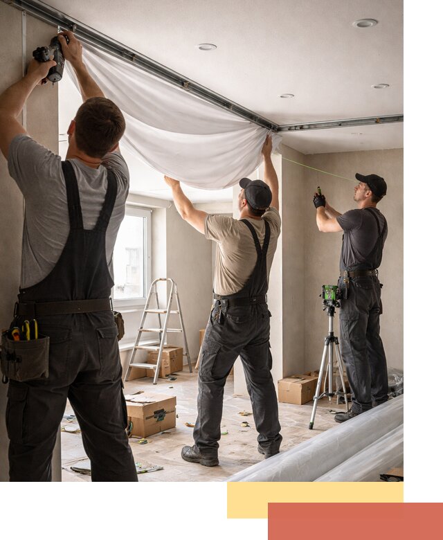 Монтаж парящего натяжного потолка под ключ в Зеленокумске