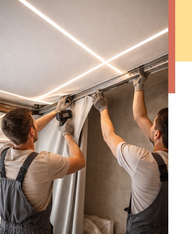 Монтаж натяжного потолка со световыми линиями в Зеленокумске от 1222 руб. | ОТДЕЛОЧНИК-Злм