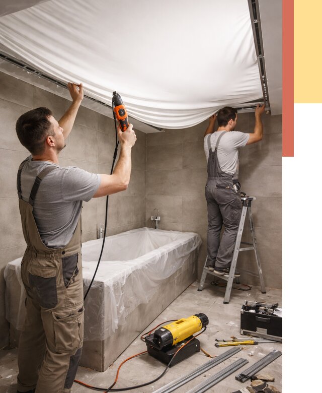 Монтаж натяжного потолка в ванной в Зеленокумске от 1222 руб. под ключ | ОТДЕЛОЧНИК-Злм