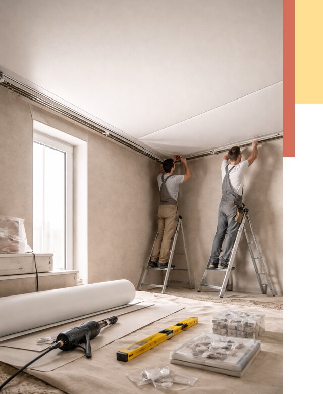 Монтаж натяжного потолка в спальне в Зеленокумске от 3869 руб. под ключ | ОТДЕЛОЧНИК-Злм