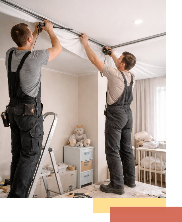 Монтаж натяжного потолка в детской комнате в Зеленокумске