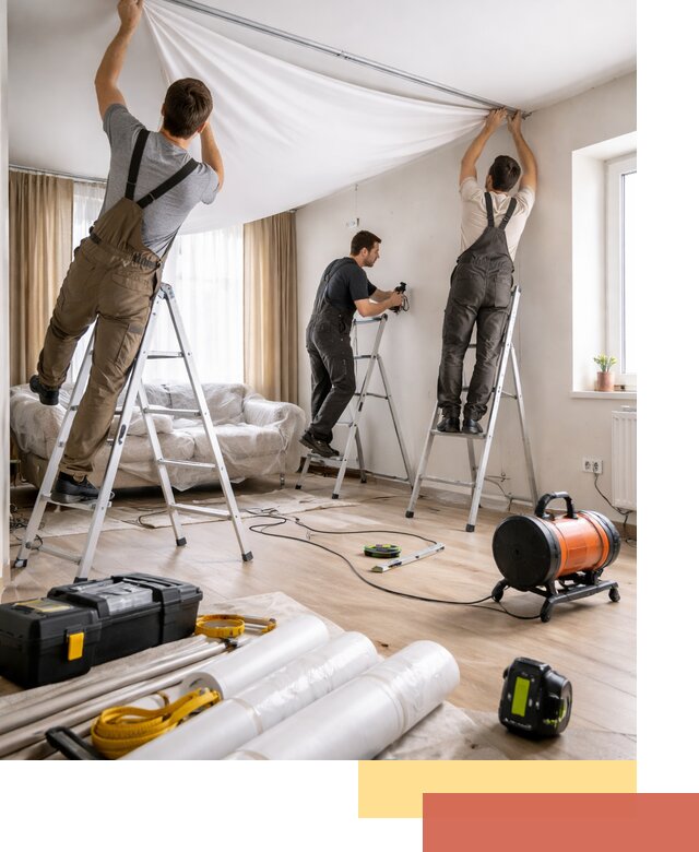 Монтаж натяжного потолка в гостиной в Зеленокумске