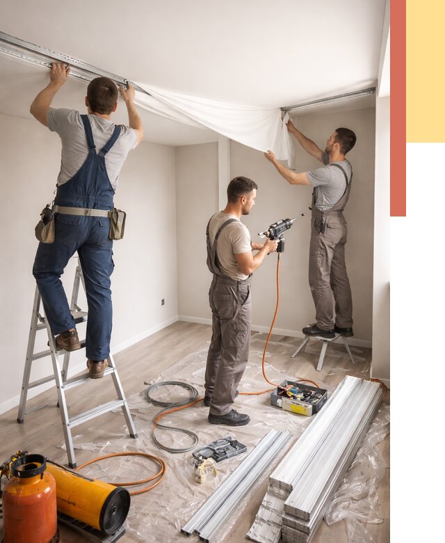 Монтаж натяжного потолка в студии в Зеленокумске от 5600 руб. — быстро и недорого | ОТДЕЛОЧНИК-Злм