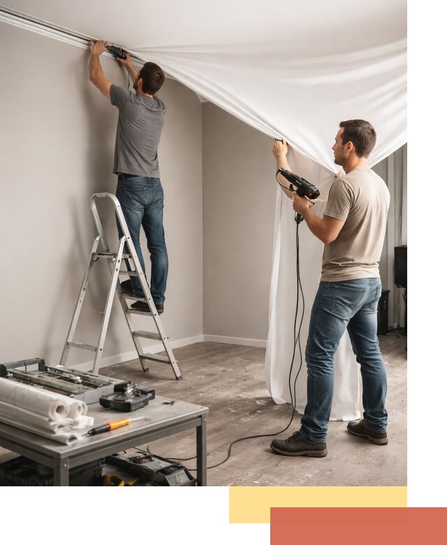 Монтаж натяжного потолка в студии в Зеленокумске