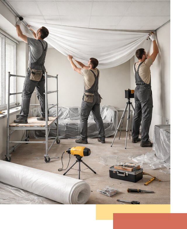 Монтаж натяжного потолка в офисе в Зеленокумске