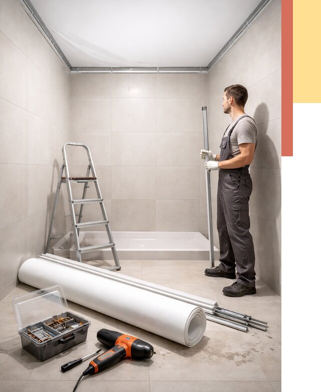 Монтаж натяжного потолка в санузле в Зеленокумске от 1884 руб. — ОТДЕЛОЧНИК-Злм