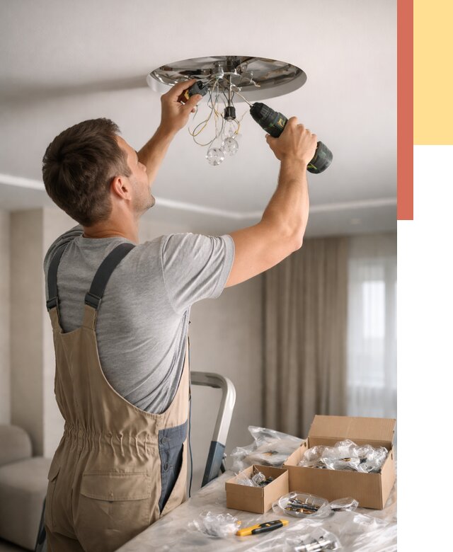 Установка люстры в натяжной потолок в Зеленокумске от 1222 руб. | Быстро и недорого — ОТДЕЛОЧНИК-Злм