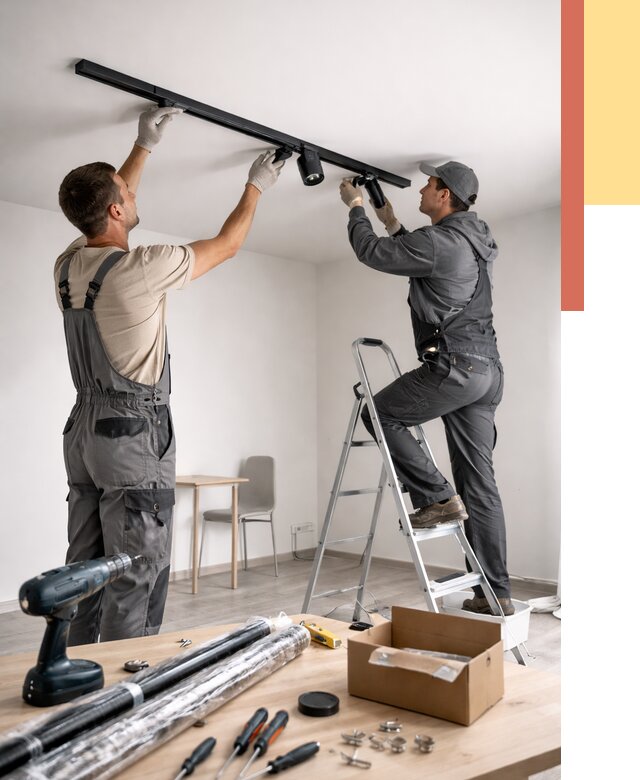 Установка трековых светильников в натяжной потолок в Зеленокумске от 4276 руб. | ОТДЕЛОЧНИК-Злм