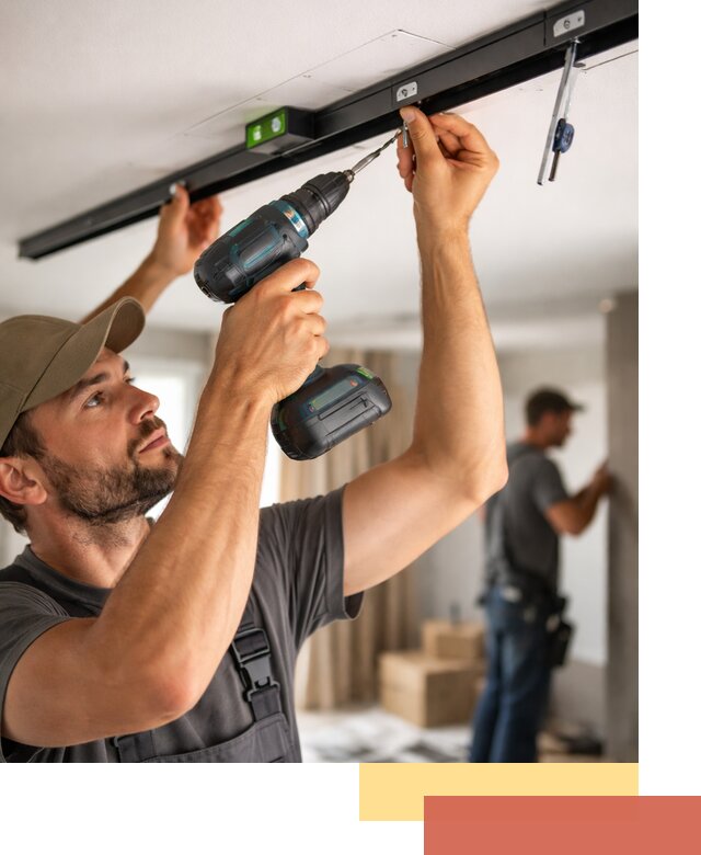 Установка трековых светильников в натяжной потолок в Зеленокумске