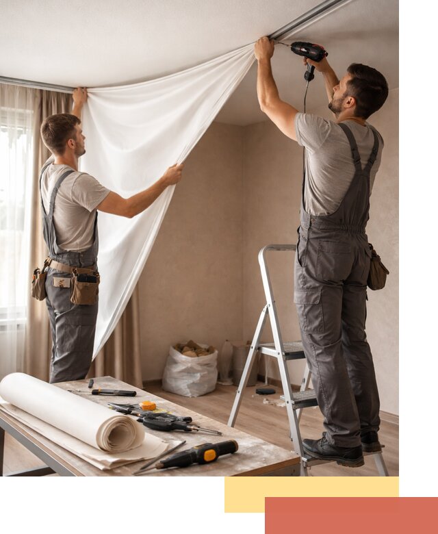 Замена полотна натяжного потолка в Зеленокумске быстро и качественно