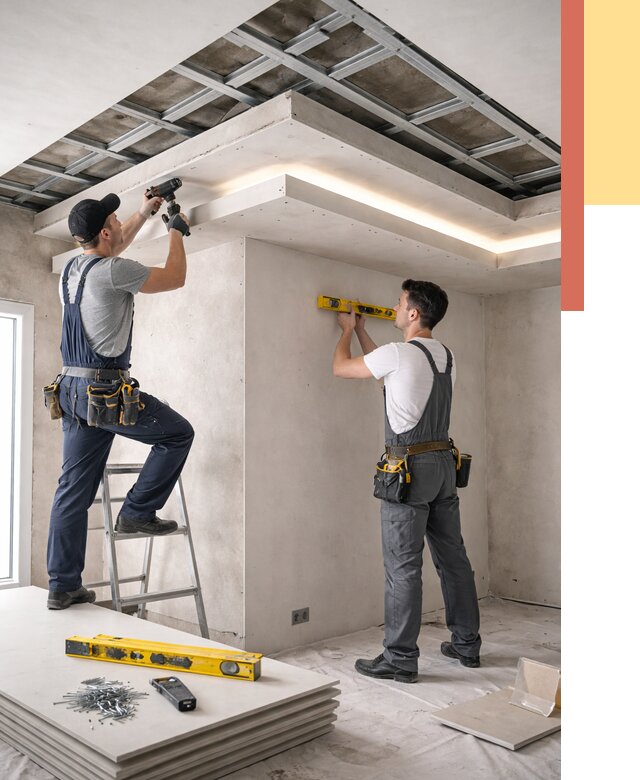 Двухуровневый потолок из гипсокартона в Зеленокумске от 1476 руб. под ключ | ОТДЕЛОЧНИК-Злм