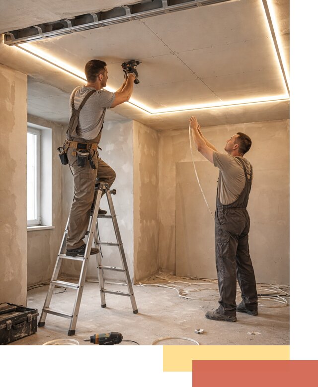 Потолок из гипсокартона с подсветкой в Зеленокумске