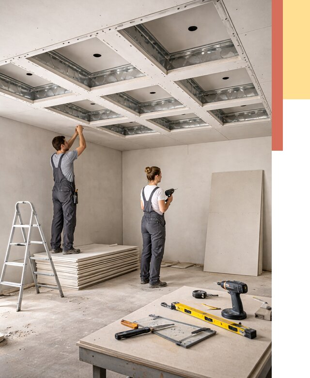 Кессонный потолок из гипсокартона в Зеленокумске от 1884 руб. — монтаж и под ключ | ОТДЕЛОЧНИК-Злм