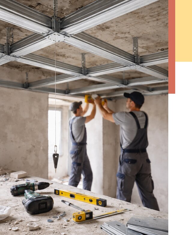 Монтаж каркаса потолка из профиля в Зеленокумске от 4582 руб. — услуги ОТДЕЛОЧНИК-Злм