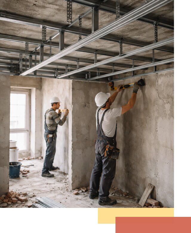 Монтаж каркаса потолка из профильного профиля в Зеленокумске