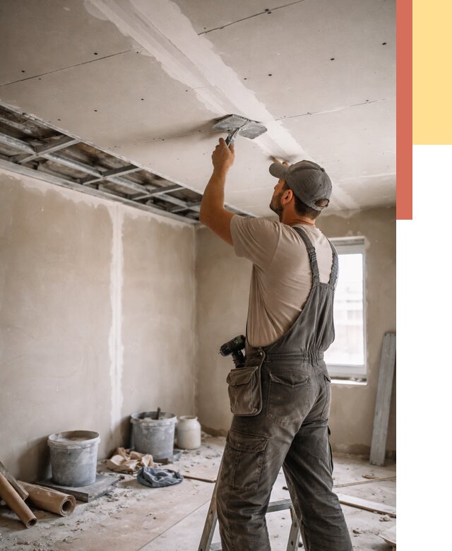 Ремонт потолка из гипсокартона в Зеленокумске от 662 руб./м² — быстро и недорого | ОТДЕЛОЧНИК-Злм