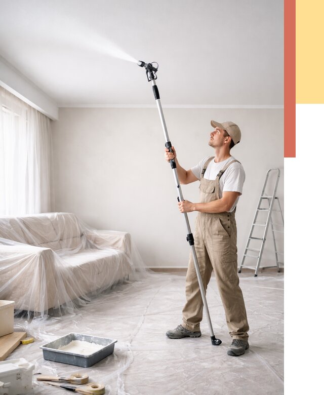 Покраска потолка краскопультом в Зеленокумске от 4582 руб. быстро и недорого | ОТДЕЛОЧНИК-Злм