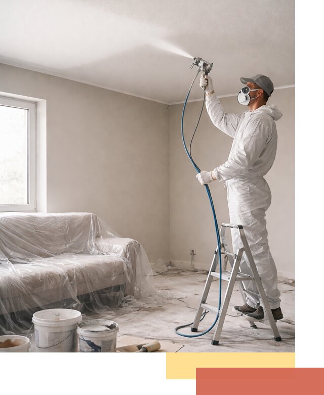 Покраска потолка краскопультом в Зеленокумске быстро и качественно